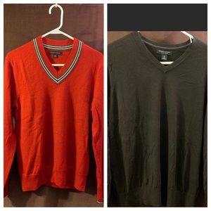 Banana Republic Red V-neck Merino Wool and Acrylic Sweater. Size S. And Brown M